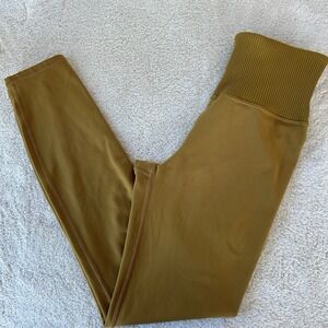 Vuori Rib Studio Dark Golden Mustard Yellow Women's Leggings Size Small EUC!!